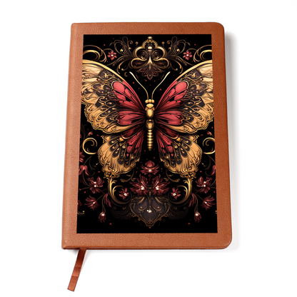 Gold and Red Butterfly Filigree – Vegan Leather  Graphic Journal