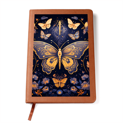 Gold and Purple Butterfly Garden – Vegan Leather Graphic Journal