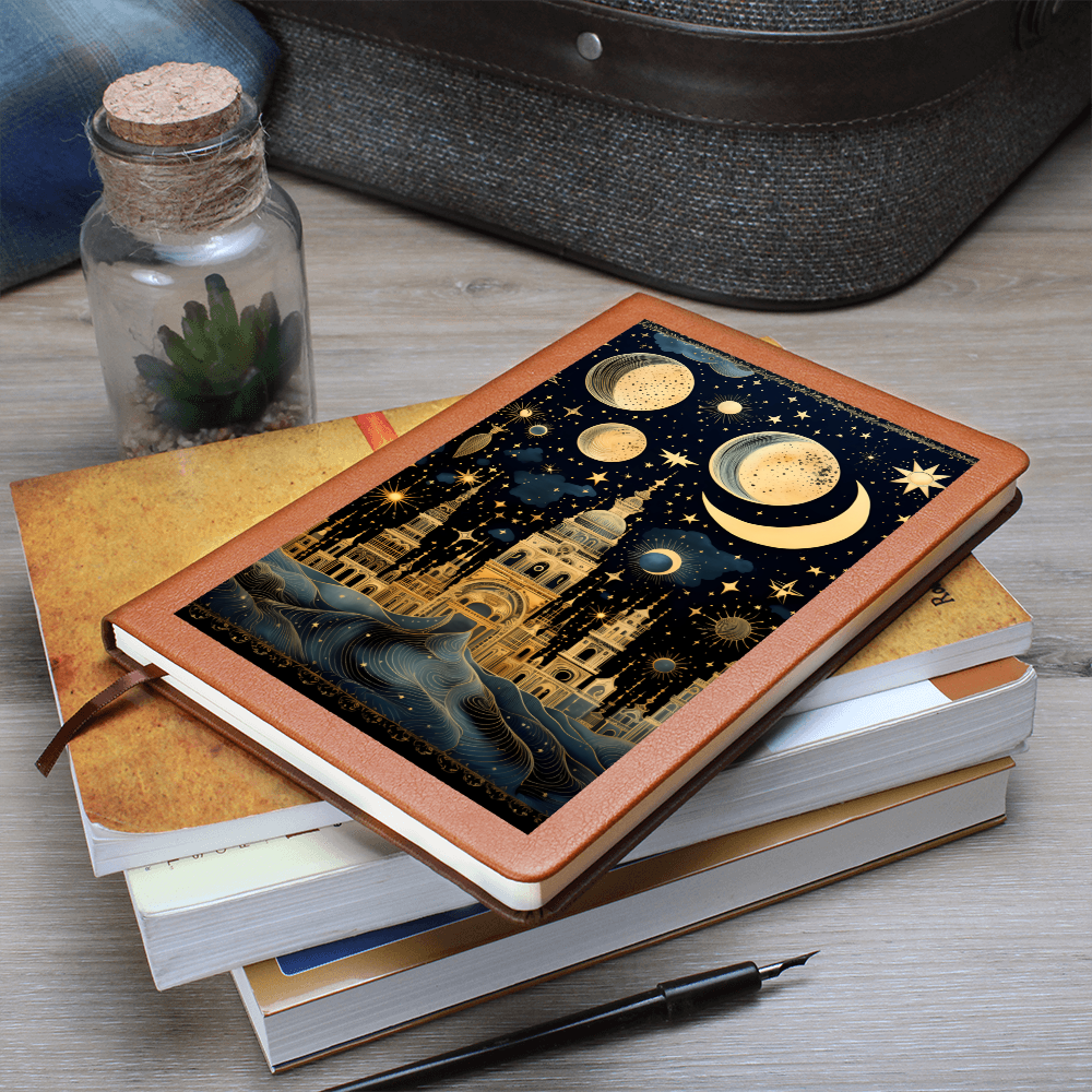Crystal City with Planets - Vegan Leather Graphic Journal