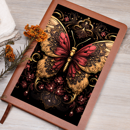 Gold and Red Butterfly Filigree – Vegan Leather  Graphic Journal