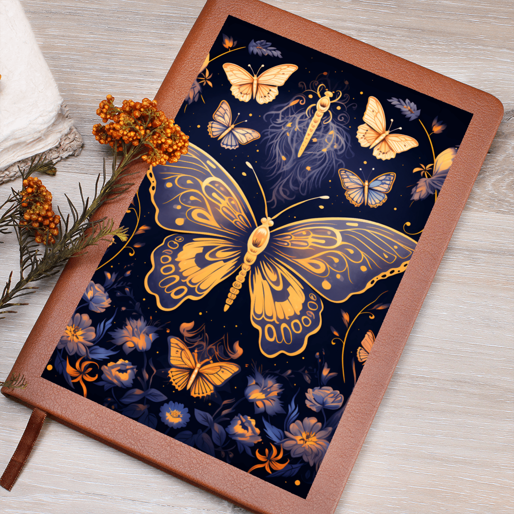 Gold and Purple Butterfly Garden – Vegan Leather Graphic Journal