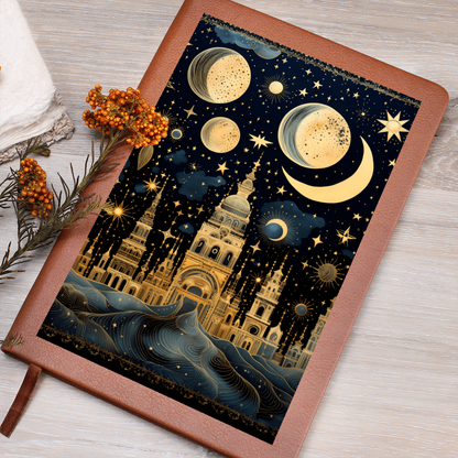 Crystal City with Planets - Vegan Leather Graphic Journal
