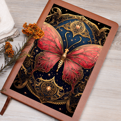 Rose and Gold Butterfly with Filligree Wings – Vegan Leather Graphic Journal