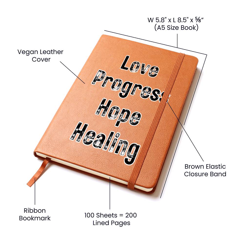 Love progress hope healing - Graphic Journal Vegan Leather