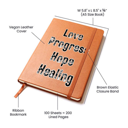 Love progress hope healing - Graphic Journal Vegan Leather