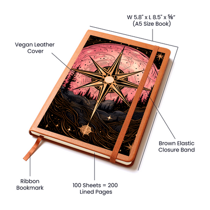 Pink Moon Glow Symbol – Vegan Leather Graphic Journal