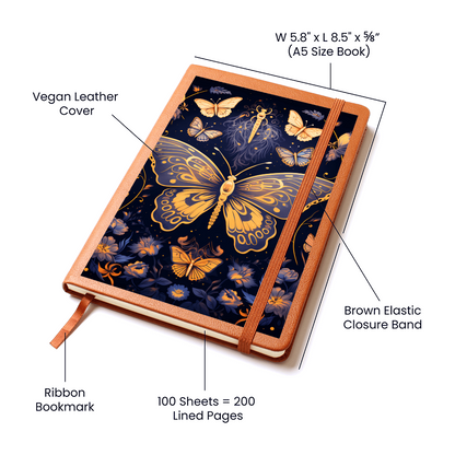 Gold and Purple Butterfly Garden – Vegan Leather Graphic Journal