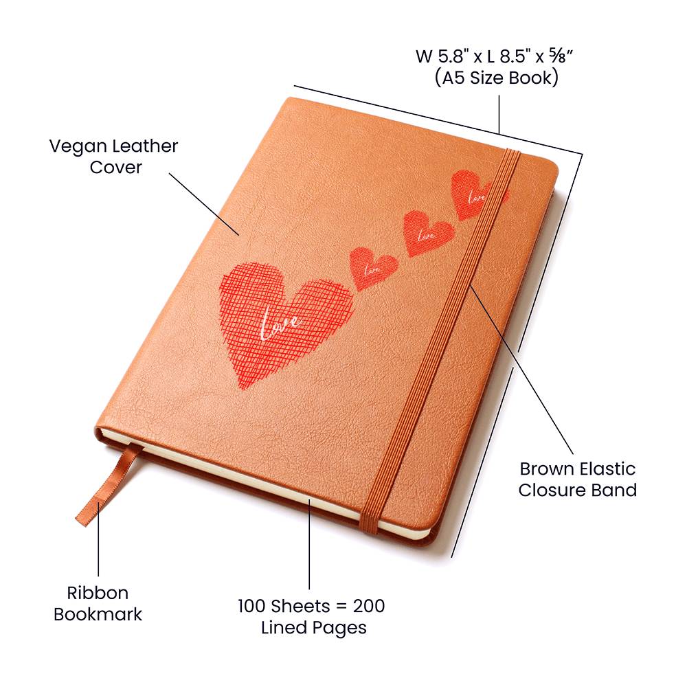 Love Hearts Graphic Journal Vegan Leather
