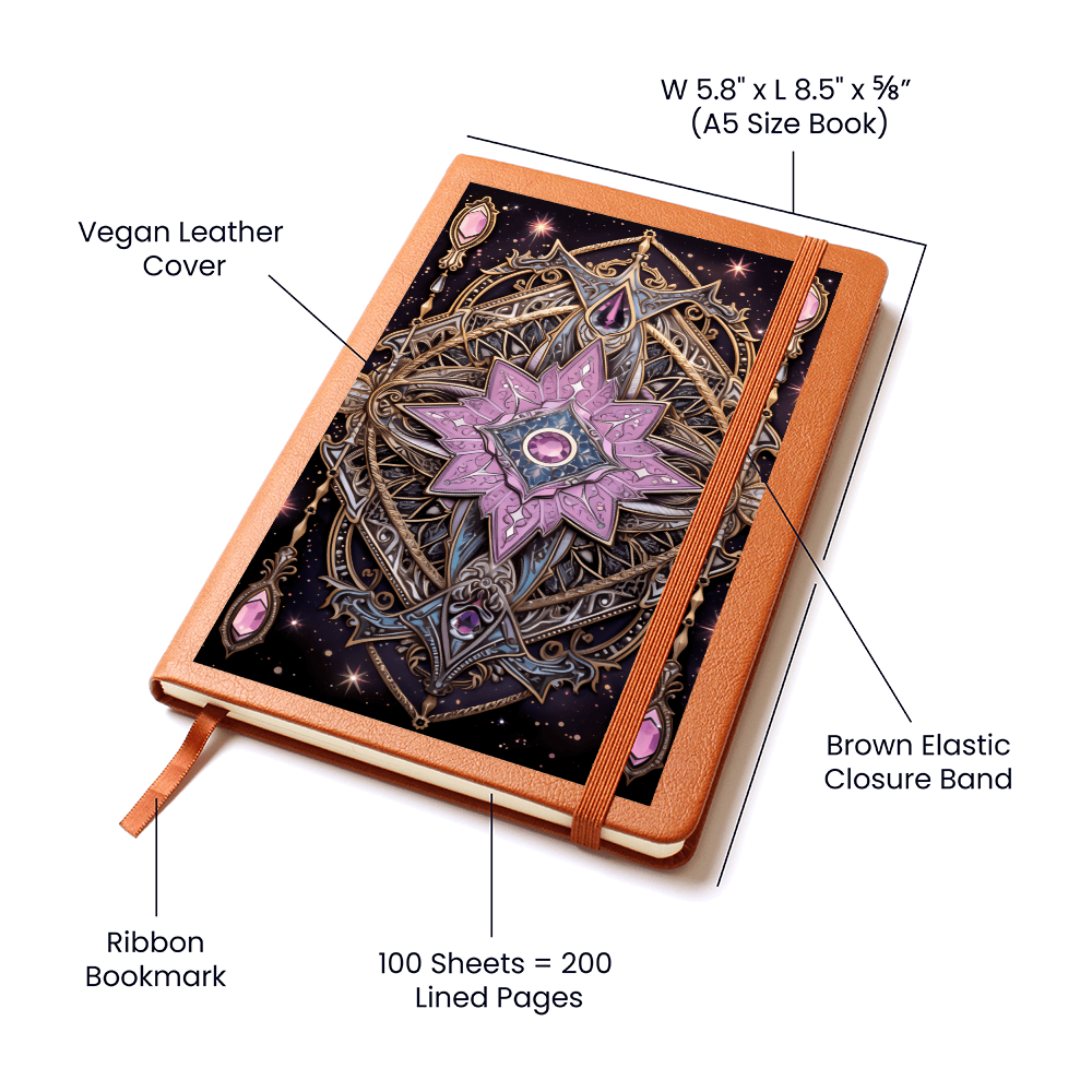 Lavender Crystal Mandala – Vegan Leather Graphic Journal