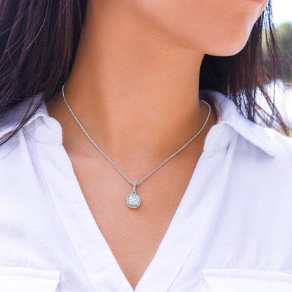 Illuminate the World Message Card Eternal Hope Necklace in 14k White Gold Finish - To Daughter From Dad