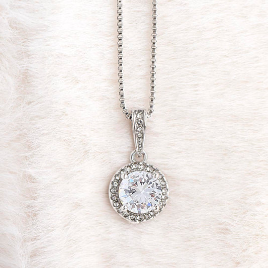 Illuminate the World Eternal Hope Necklace in 14k White Gold Finish - To Daughter From Dad Message Card Jewelry