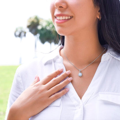 Illuminate the World Message Card Eternal Hope Necklace in 14k White Gold Finish - To Daughter From Dad