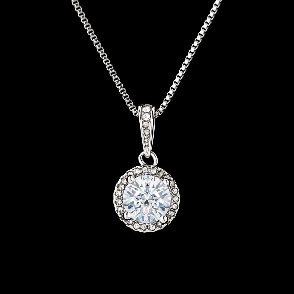Illuminate the World Message Card Eternal Hope Necklace in 14k White Gold Finish - To Daughter From Dad