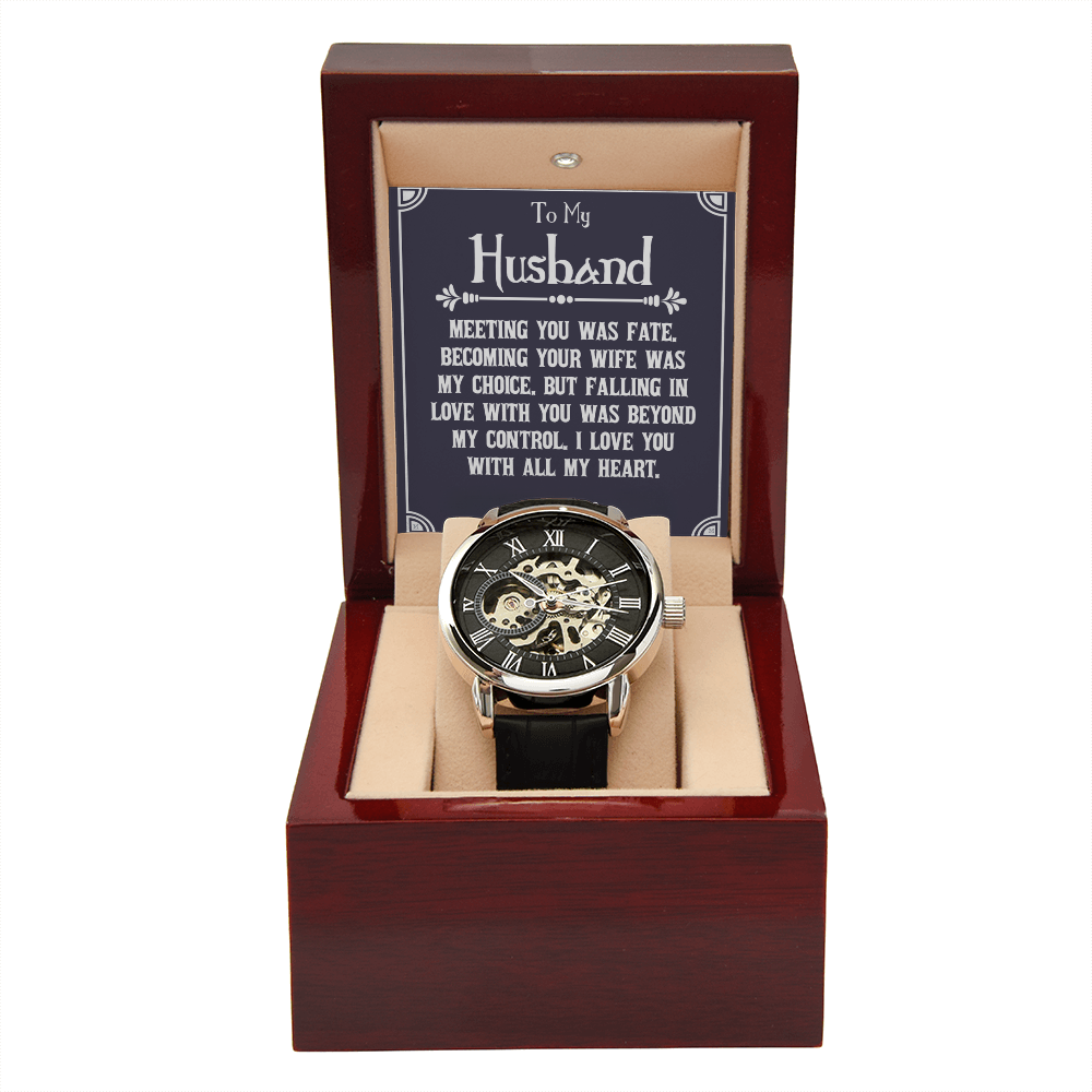 To My Husband Meeting You Was Fate - Men's Openwork Watch with Message Card Gift