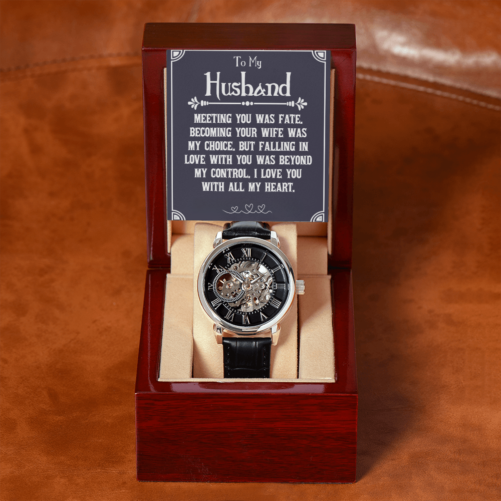 To My Husband Meeting You Was Fate - Men's Openwork Watch with Message Card Gift