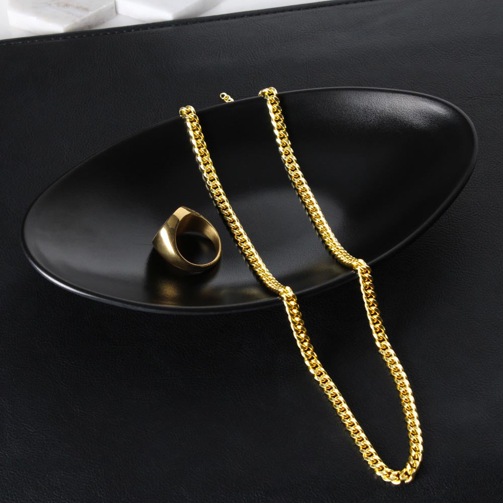 To My Son, Brave Strong Smart and Loved  - Cuban Link Chain Message Card Jewelry