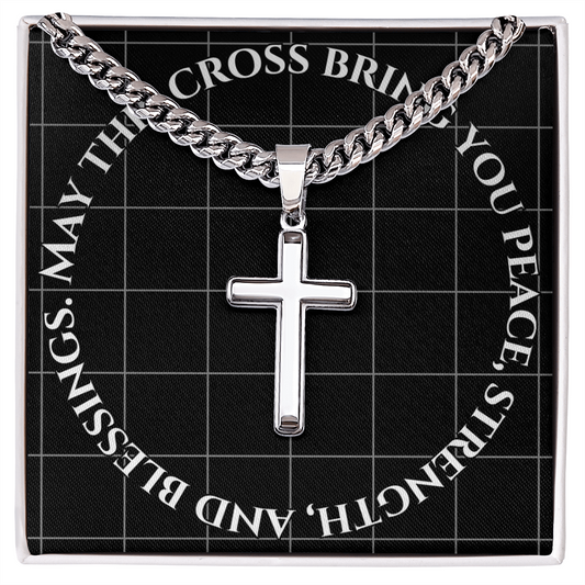 May This Cross Bring You Peace, Strength, And Blessings - Cuban Link Chain with Artisan Cross
