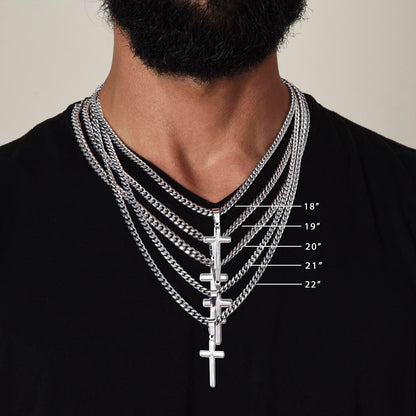 May This Cross Bring You Peace, Strength, And Blessings - Cuban Link Chain with Artisan Cross