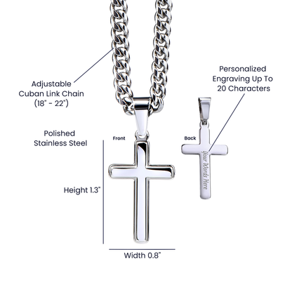 May This Cross Bring You Peace, Strength, And Blessings - Cuban Link Chain with Artisan Cross