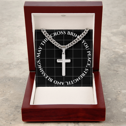 May This Cross Bring You Peace, Strength, And Blessings - Cuban Link Chain with Artisan Cross