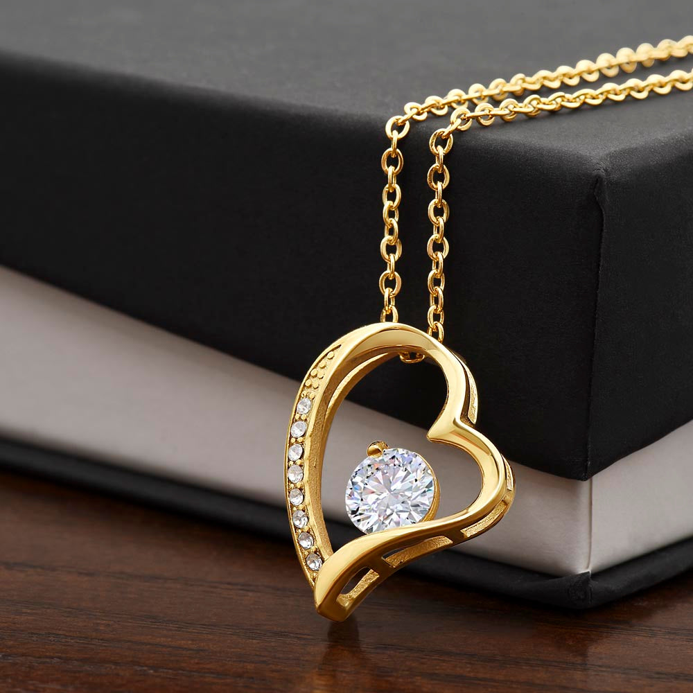Forever Love Necklace with 6.5mm CZ in 18k Yellow Gold or 14k White Gold Finish
