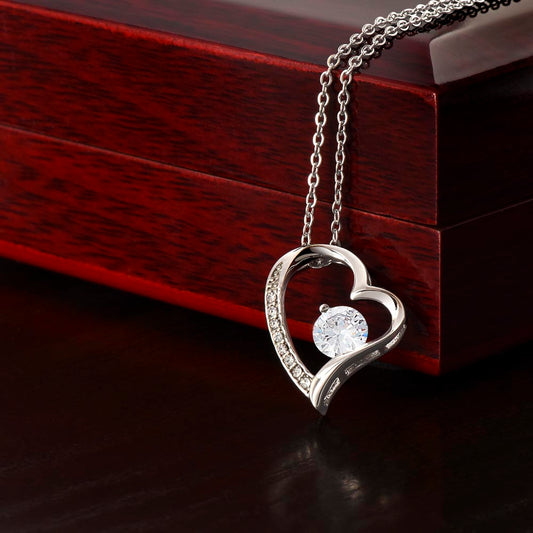 Forever Love Necklace with 6.5mm CZ in 18k Yellow Gold or 14k White Gold Finish