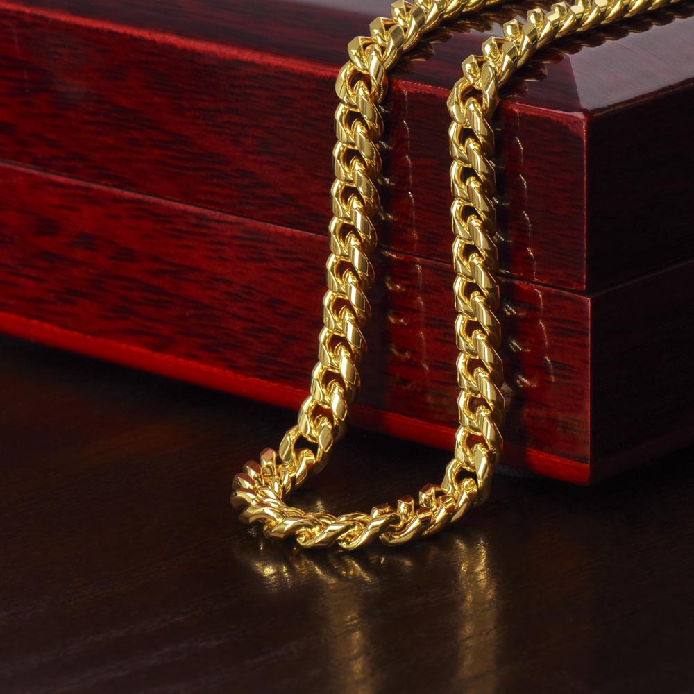 Classic Cuban Link Chain is the perfect gift - Adjustable length Available in Polished Stainless Steel and 18k Yellow Gold Over Stainless Steel