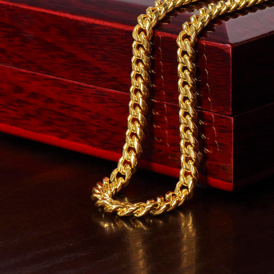 Classic Cuban Link Chain is the perfect gift - Adjustable length Available in Polished Stainless Steel and 18k Yellow Gold Over Stainless Steel