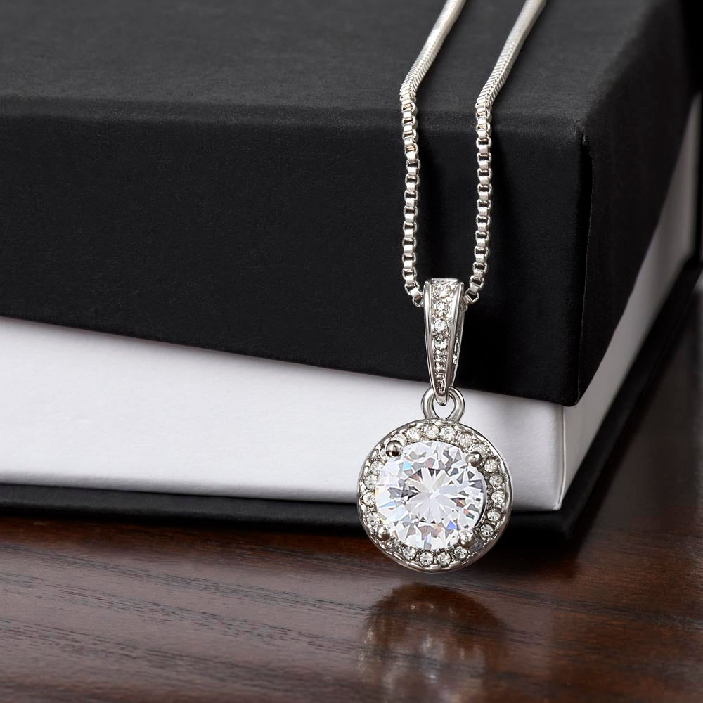 Eternal Hope  with Center Cushion Cut Cubic Zirconia Adorned with Equally Brilliant CZ Crystals (No Message Card)