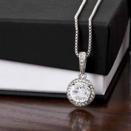 Eternal Hope  with Center Cushion Cut Cubic Zirconia Adorned with Equally Brilliant CZ Crystals (No Message Card)