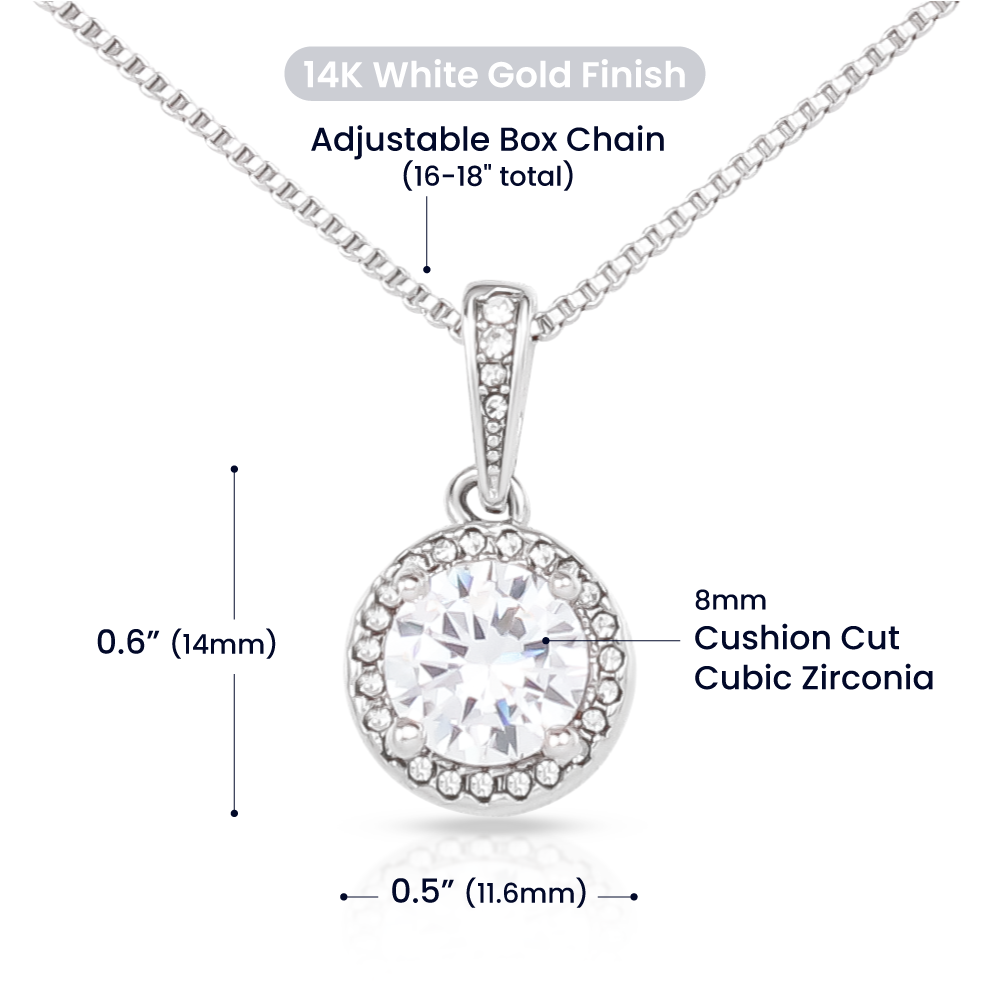 Eternal Hope  with Center Cushion Cut Cubic Zirconia Adorned with Equally Brilliant CZ Crystals (No Message Card)