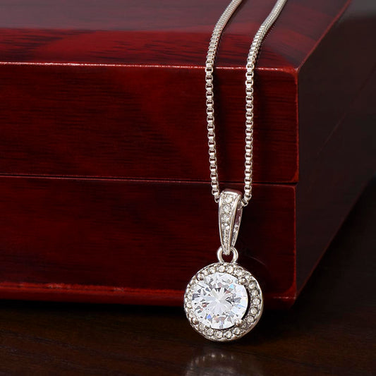Eternal Hope  with Center Cushion Cut Cubic Zirconia Adorned with Equally Brilliant CZ Crystals (No Message Card)