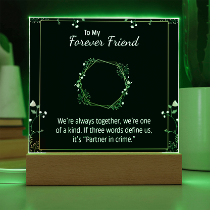 To My Forever Friend and Partner in Crime - Fun Besties Acrylic Square Plaque Gift