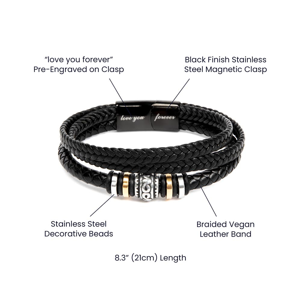 We've Been Through It All Together And We Made It - Love You Forever - Braided Vegan Leather Message Bracelet