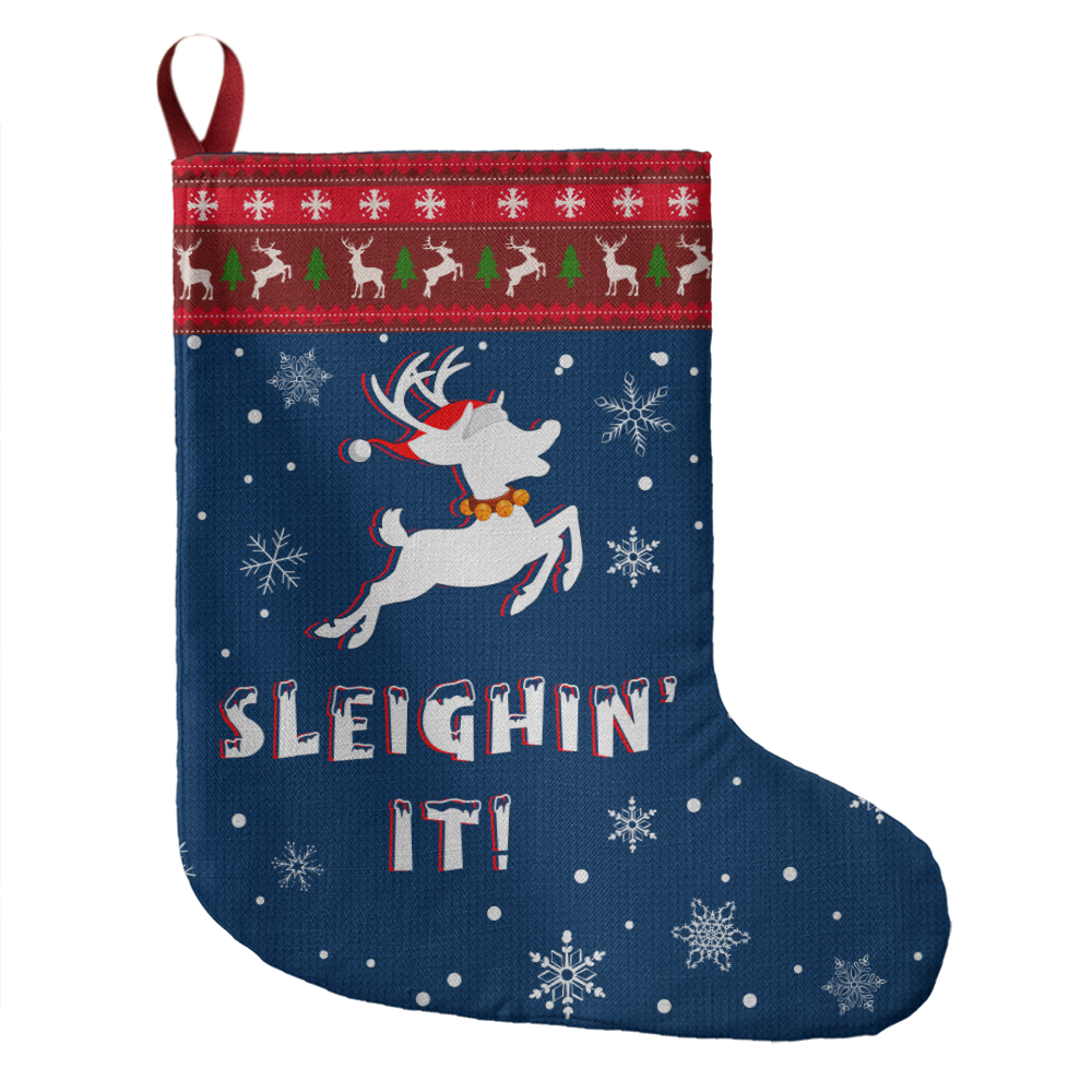 Sleighin' It, Reindeer, Snow Flakes - Giant Christmas Stocking