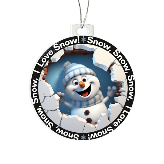 Snow, Snow, Snow, I Love Snow! Acrylic Ornament w/Optional Gift Box