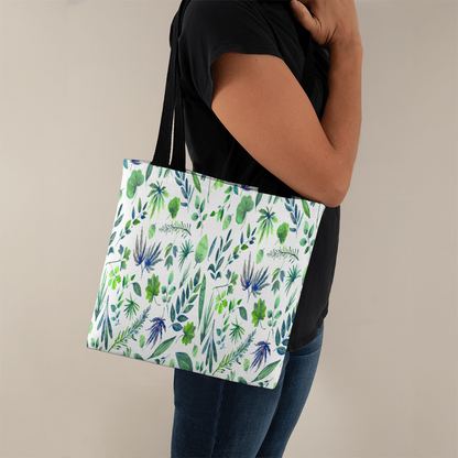 Spring and Summer Beautiful Green Floral Design - All Over Print Tote Bag in 3 Sizes