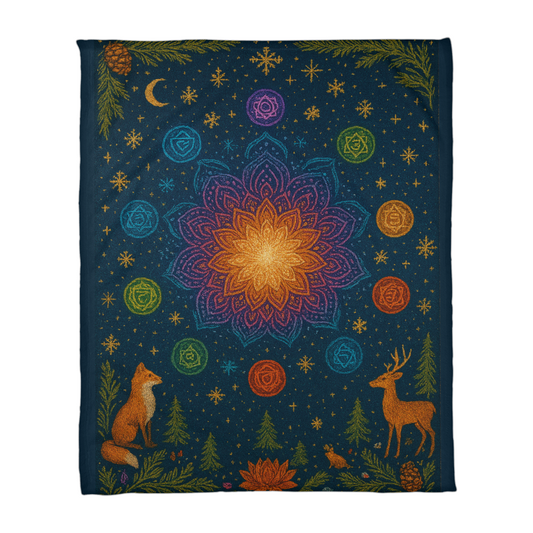 Radiant Harmony Winter Mandala Blanket - Luxurious and Comfy Coral Fleece Blanket