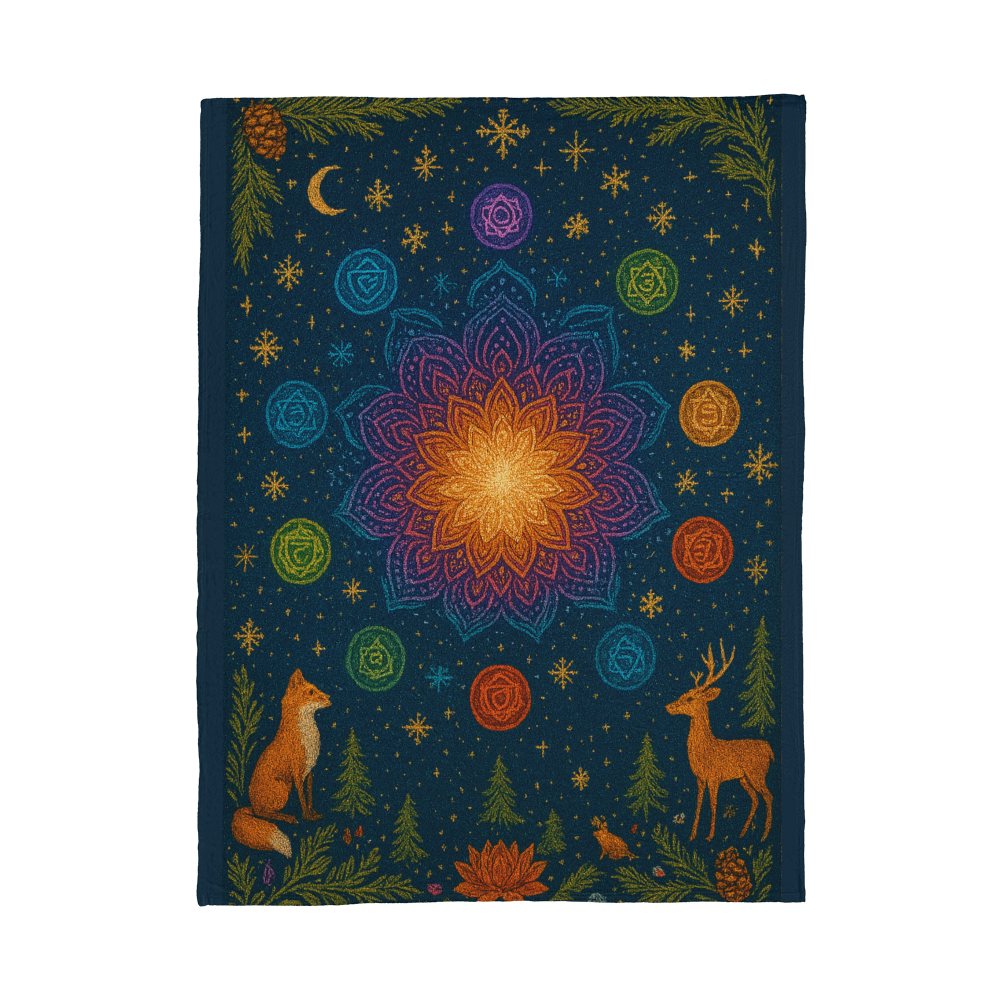 Radiant Harmony Winter Mandala Blanket - Luxurious and Comfy Coral Fleece Blanket
