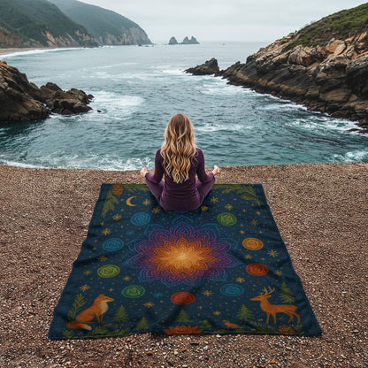 Radiant Harmony Winter Mandala Blanket - Luxurious and Comfy Coral Fleece Blanket