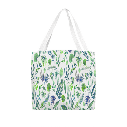 Spring and Summer Beautiful Green Floral Design - All Over Print Tote Bag in 3 Sizes