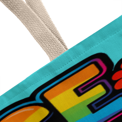 Peace Love and Harmony Boho Tote Bag in 3 Sizes and 5 Handle Colors