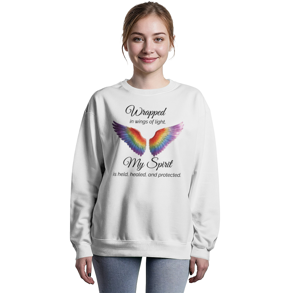 Wrapped in Wings of Light, My Spirit is Held, Healed, and Protected - Bella + Canvas 3945 Unisex Crewneck (on trend and flattering fit)