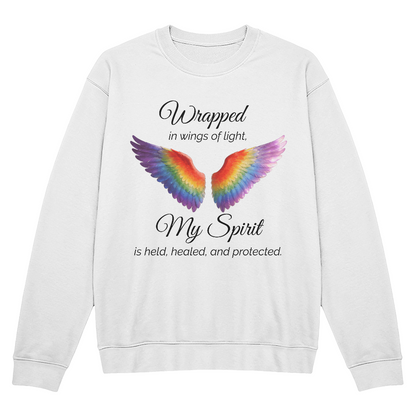 Wrapped in Wings of Light, My Spirit is Held, Healed, and Protected - Bella + Canvas 3945 Unisex Crewneck (on trend and flattering fit)