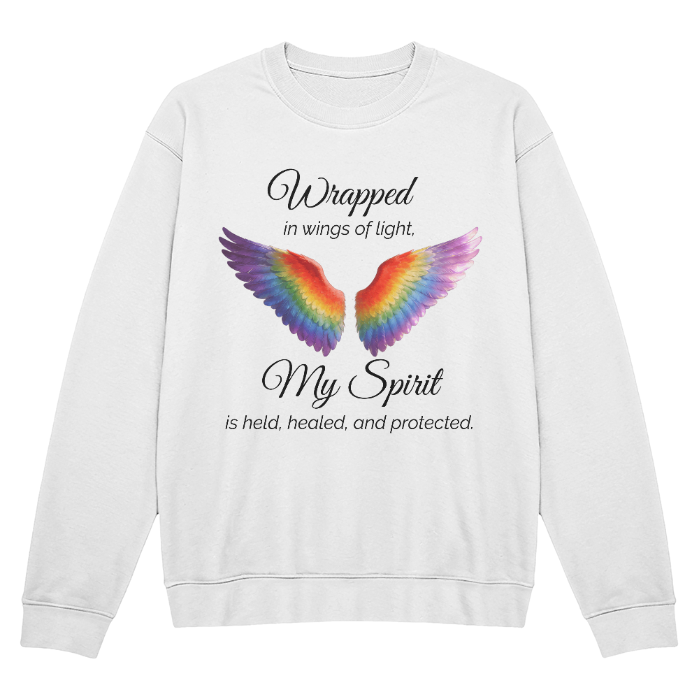 Wrapped in Wings of Light, My Spirit is Held, Healed, and Protected - Bella + Canvas 3945 Unisex Crewneck (on trend and flattering fit)