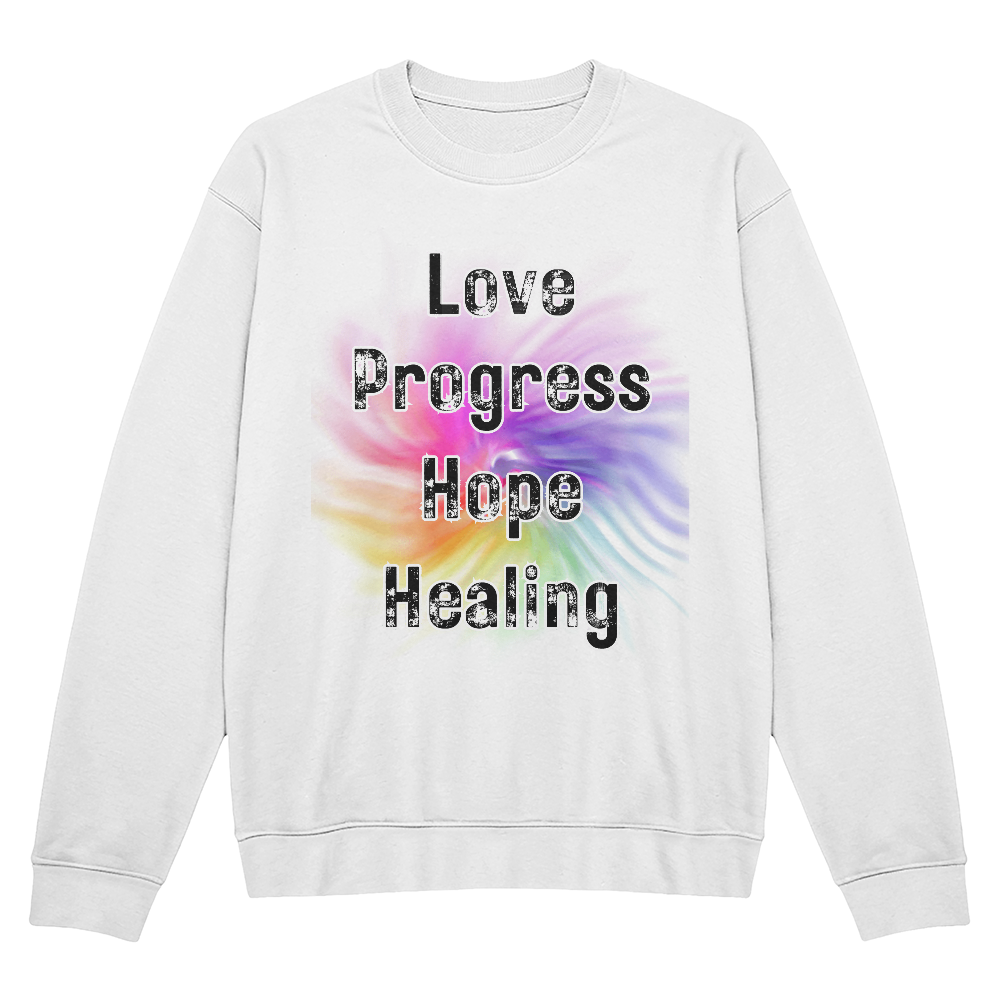 Love Progress Hope Healing - Positive Inspiration - Bella + Canvas 3945 Unisex Crewneck (on trend and flattering fit)