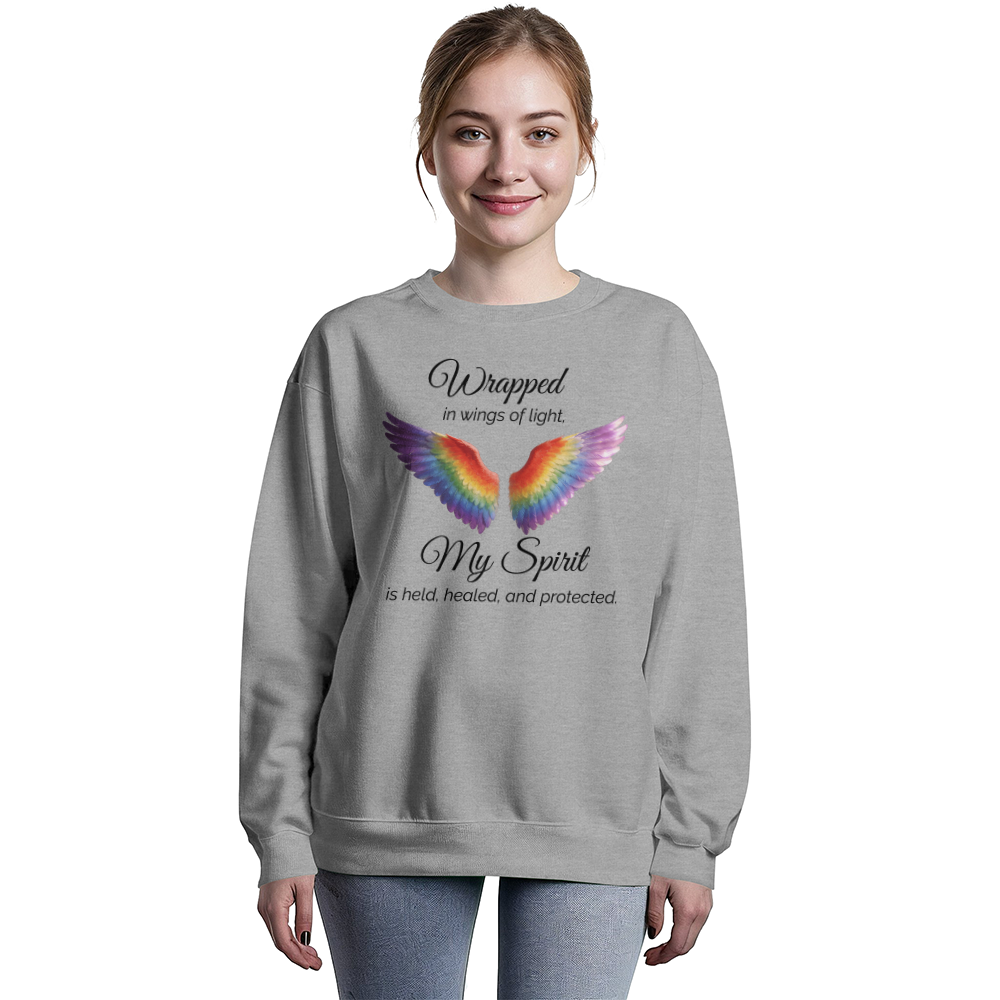 Wrapped in Wings of Light, My Spirit is Held, Healed, and Protected - Bella + Canvas 3945 Unisex Crewneck (on trend and flattering fit)