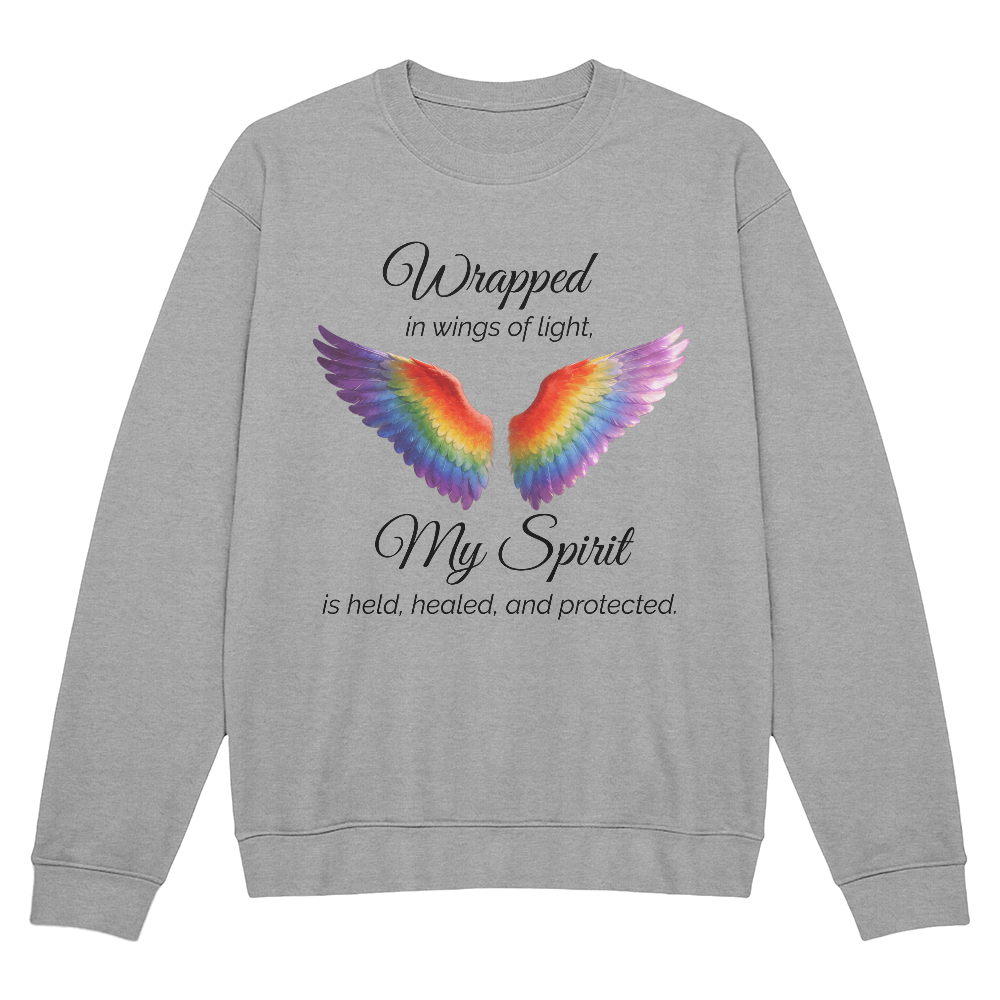 Wrapped in Wings of Light, My Spirit is Held, Healed, and Protected - Bella + Canvas 3945 Unisex Crewneck (on trend and flattering fit)