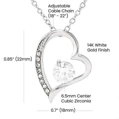 To My Mom, My Friend and Confidante - Forever Love Necklace + Black & White Gift Box or Mahogany Luxury Box w LED Light