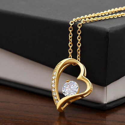 To My Mom, My Friend and Confidante - Forever Love Necklace + Black & White Gift Box or Mahogany Luxury Box w LED Light